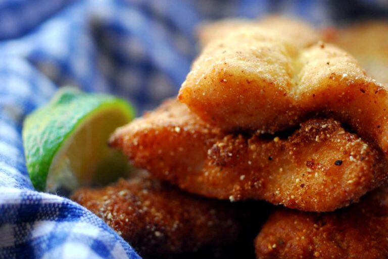 Fried catfish with hushpuppies and chipotle dipping sauce