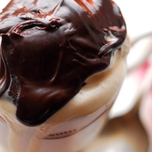 Cafe de olla ice cream with Moms hot fudge sauce DSC 4635