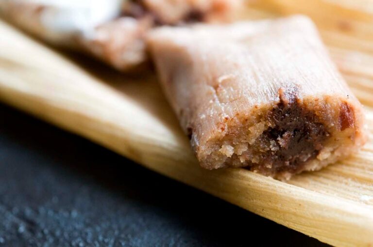 Chocolate tamales with pecans