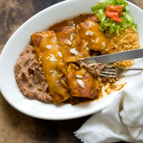 Beef enchiladas with chipotle pasilla chili gravy DSC6359