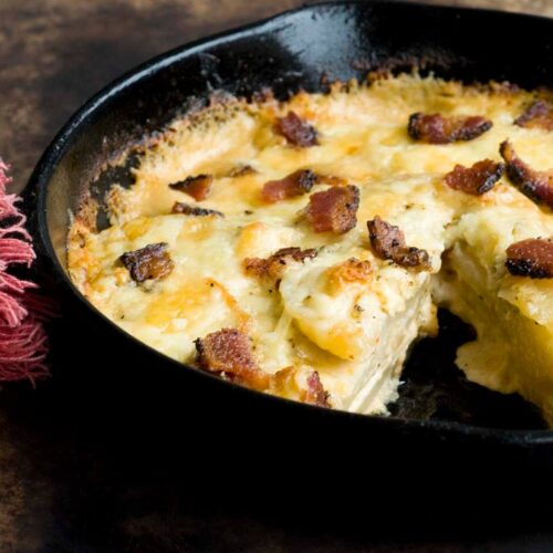 Blue cheese scalloped potatoes with chipotle and bacon DSC6173