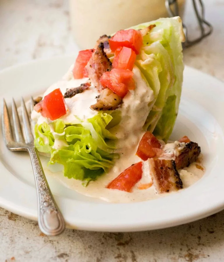 BLT wedge salad with chipotle blue cheese dressing