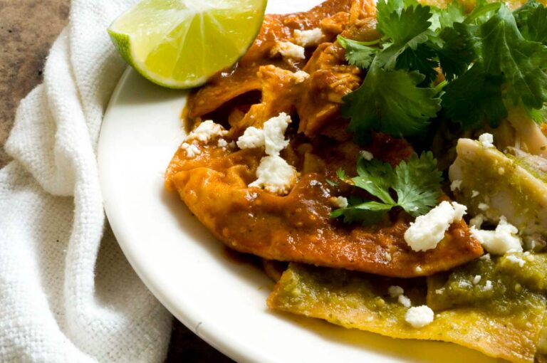 Chilaquiles with ancho tomatillo salsa