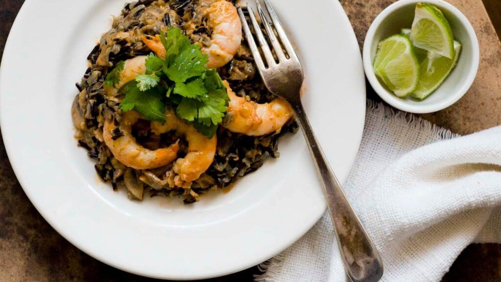 Creamy chipotle shrimp with mushrooms and wild rice DSC4031