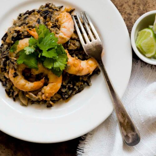 Creamy chipotle shrimp with mushrooms and wild rice DSC4031