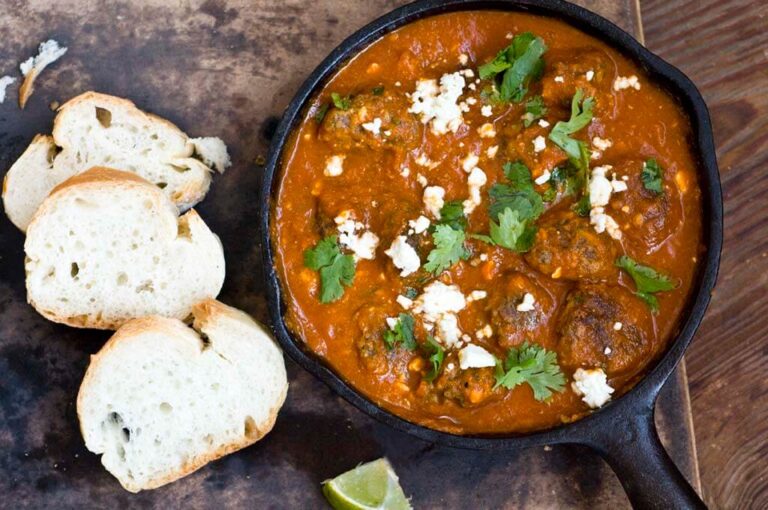 Tex-Mex meatballs in a chipotle-tomato sauce