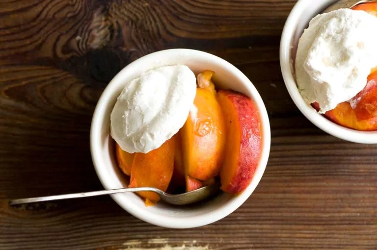 Peaches and ginger-lime whipped cream