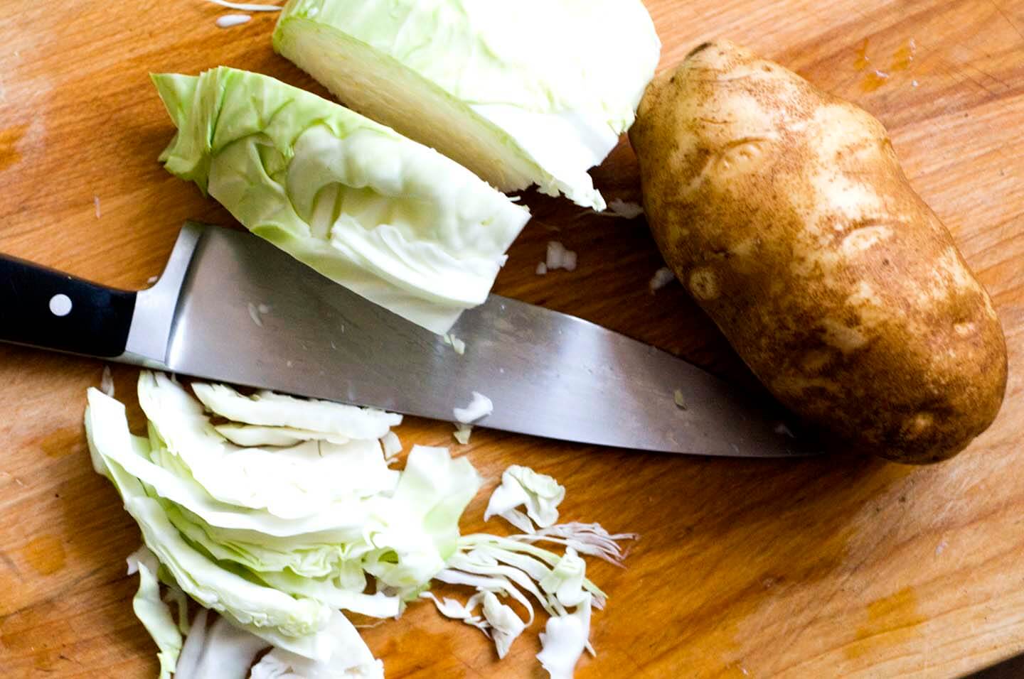 Sausage, potato, and cabbage skillet fry | Homesick Texan