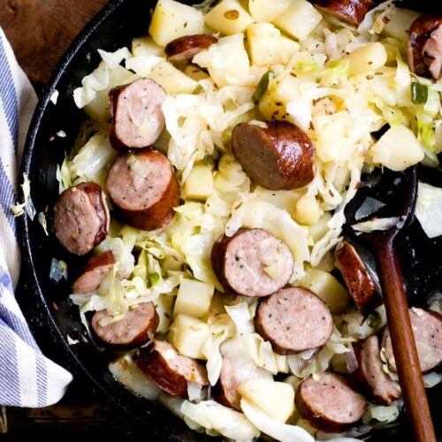 Sausage potato and cabbage skillet fryDSC4323