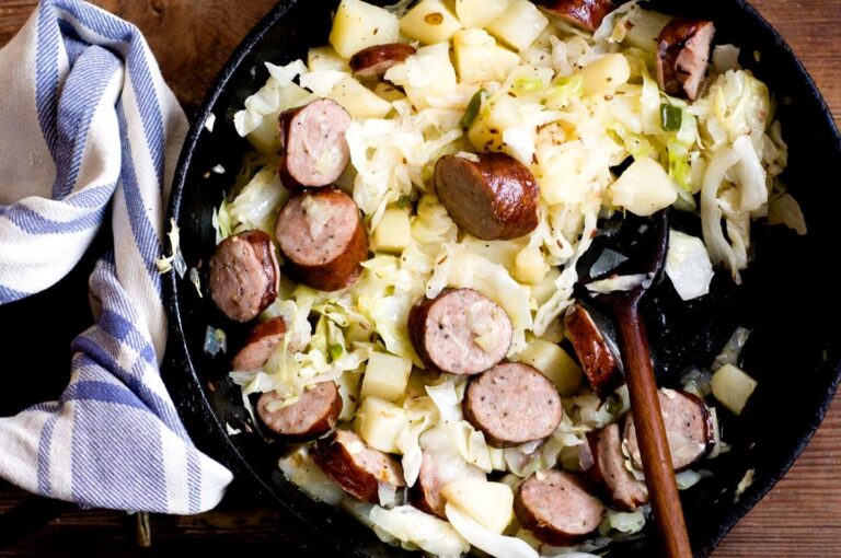 Sausage, potato, and cabbage skillet fry