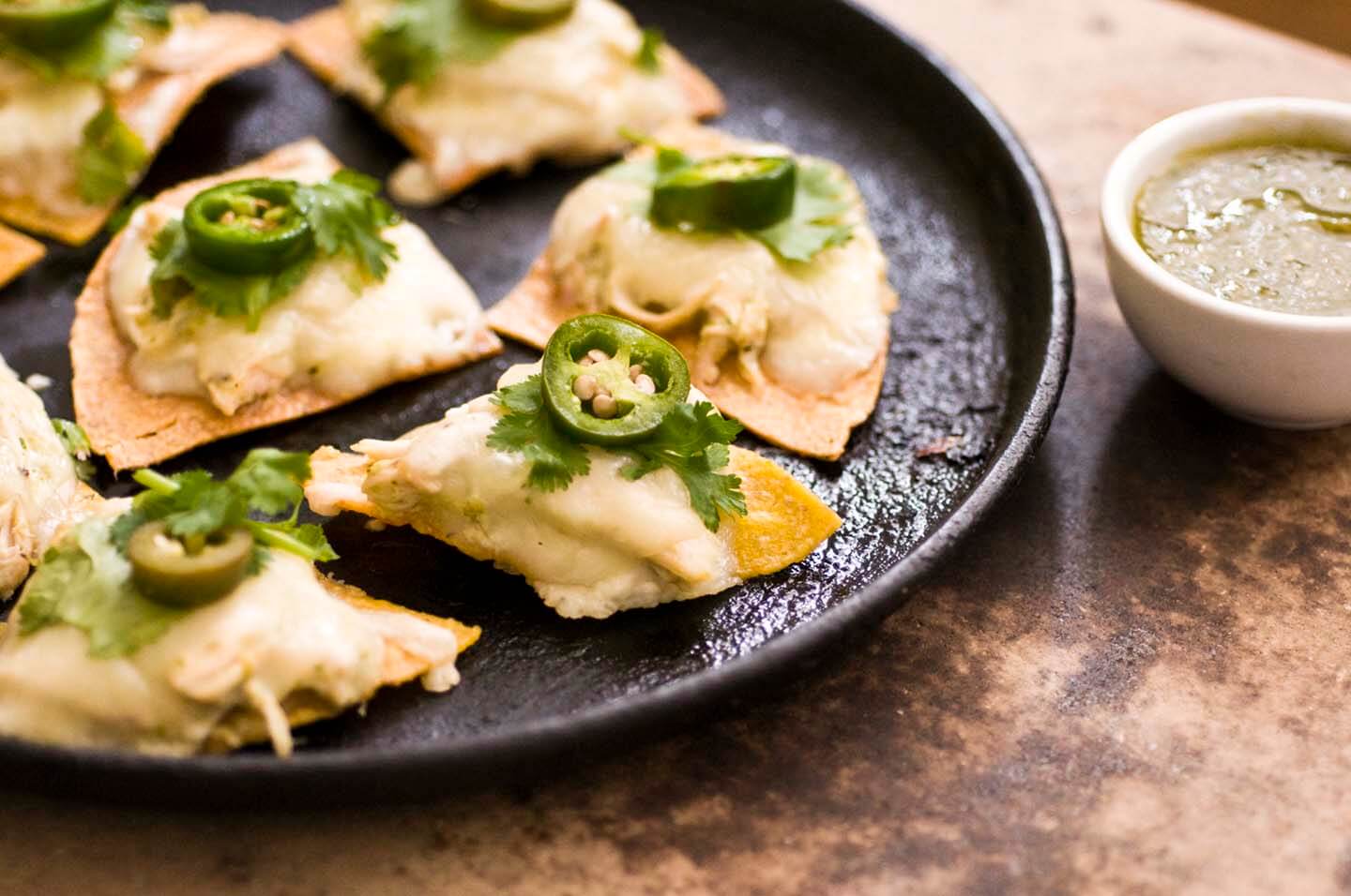Sour cream chicken nachos with poblano salsa verde | Homesick Texan