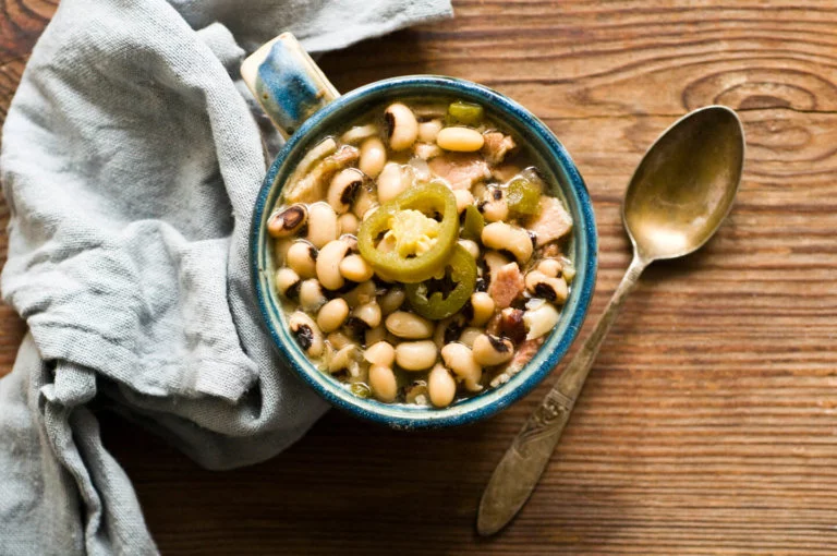 Black-eyed peas with bacon and jalapeños