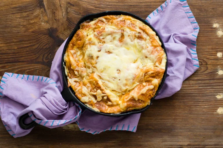 Ham and cheese croissant casserole