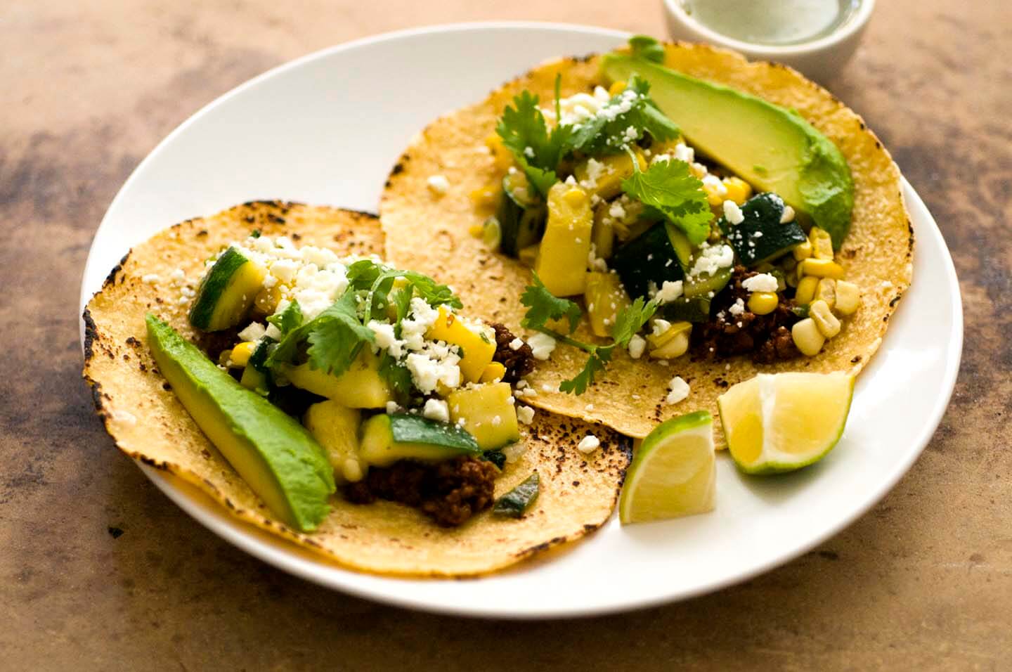 Summer squash, corn, and chorizo tacos | Homesick Texan