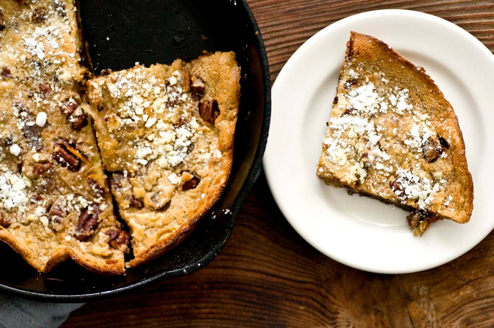 Oatmeal Dutch baby pancake with chocolate chips and pecans | Homesick Texan