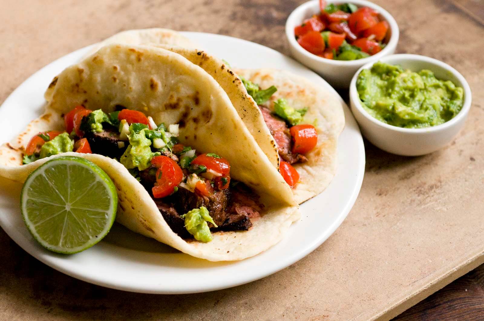 Ancho chile and cocoa-rubbed flank steak tacos | Homesick Texan