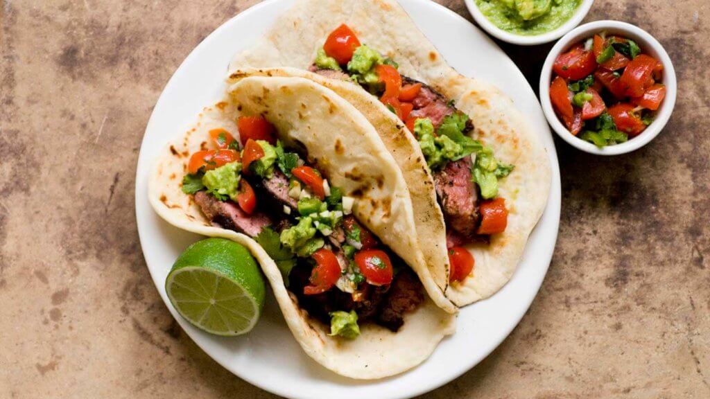 Ancho chile and cocoa rubbed flank steak tacos DSC5129 1