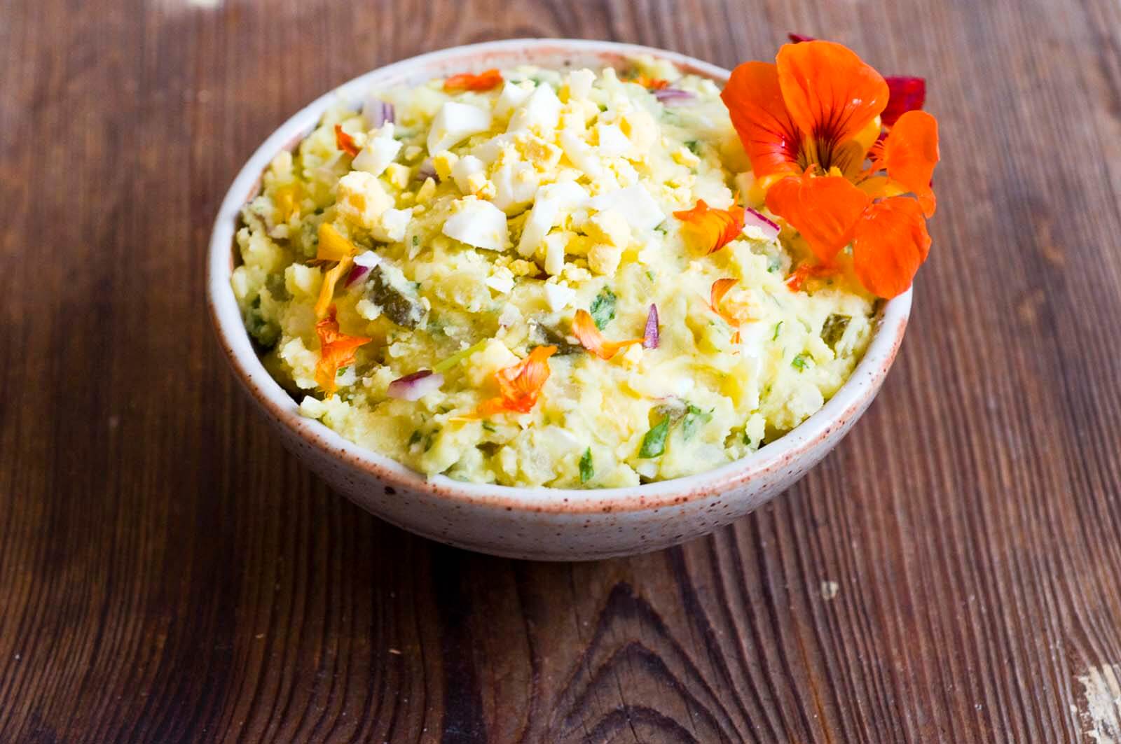 Texas potato salad with nasturtiums | Homesick Texan