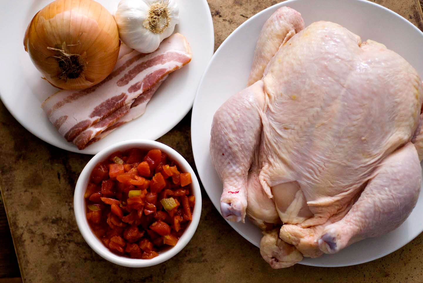 Roast chicken with bacon, tomatoes, and green chiles | Homesick Texan