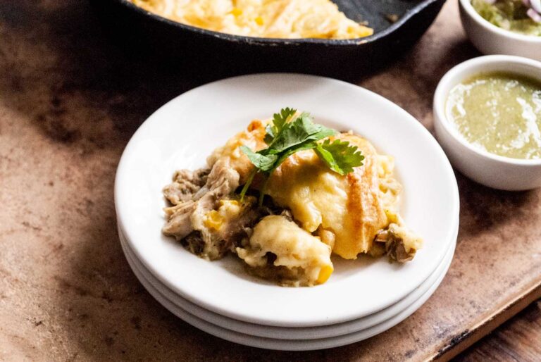 Salsa verde chicken tamale pie