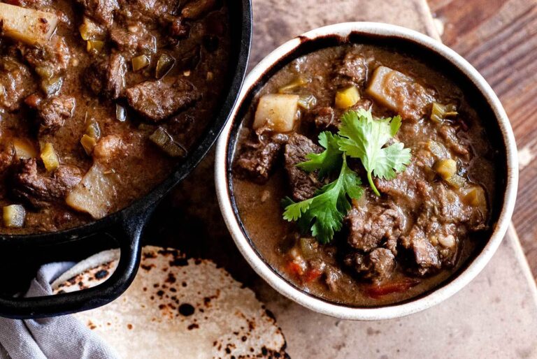 Caldillo, West Texas beef and green chile stew