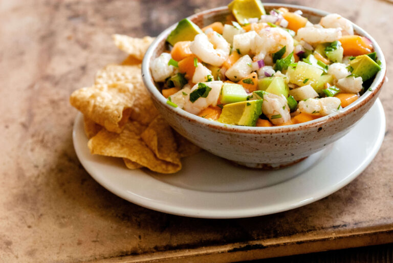 Cantaloupe and shrimp ceviche