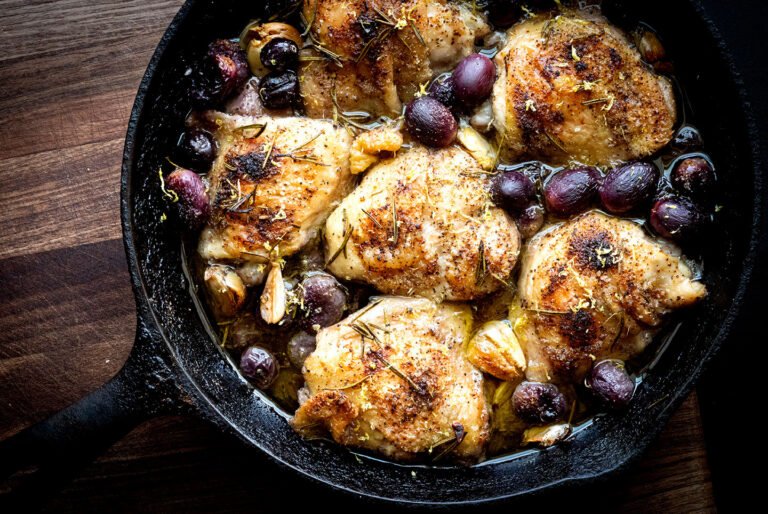 Gillespie County roast chicken with grapes